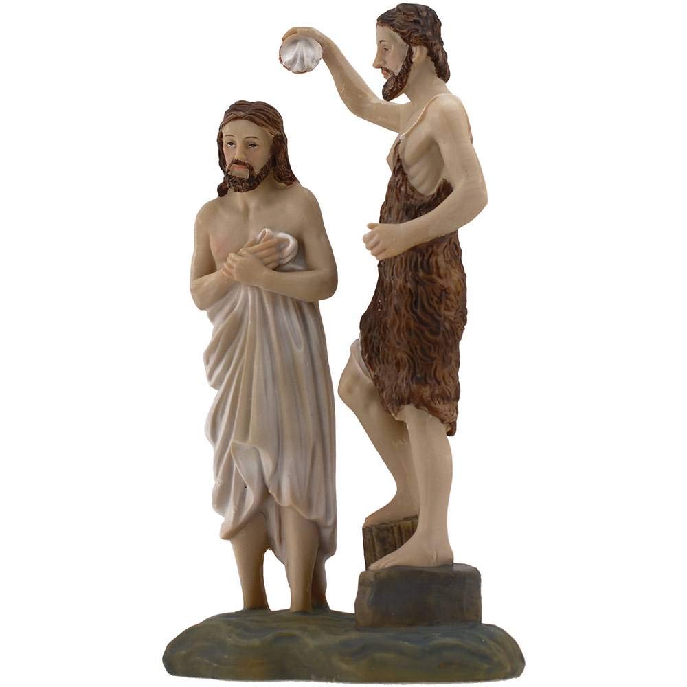 Paben Religious Articles Baptism Statue of Jesus with Saint John the Baptist in Resin 20 cm