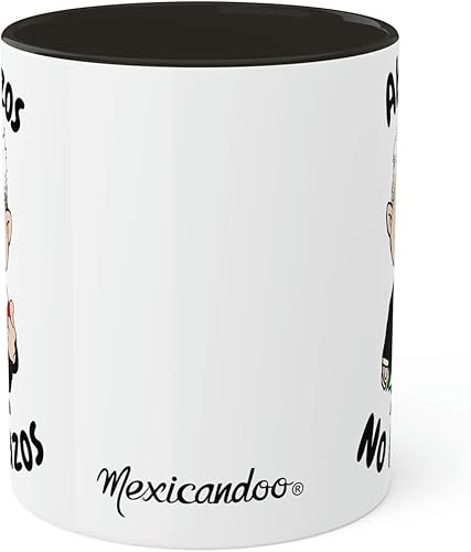Miniatura 5 de AMLO - Taza de café Abrazos No Balazos con diseño de dibujos animados divertidos Muñeco AMLITO, taza de cerámica blanca brillante con colores