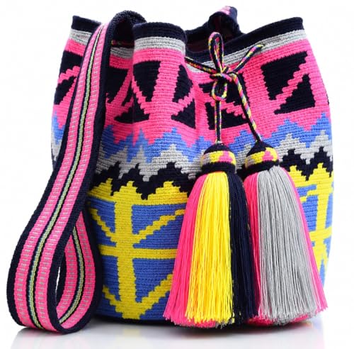 Image of WYOU Designer Collection Wayuu Hand-Crochet Hippie Purse, Summer Crossbody Boho Bags for Women, Classy Crochet Beach bag