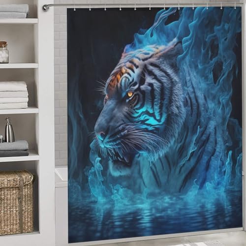 Rideau de douche tigre en polyester imperméable 183x183 cm - 2