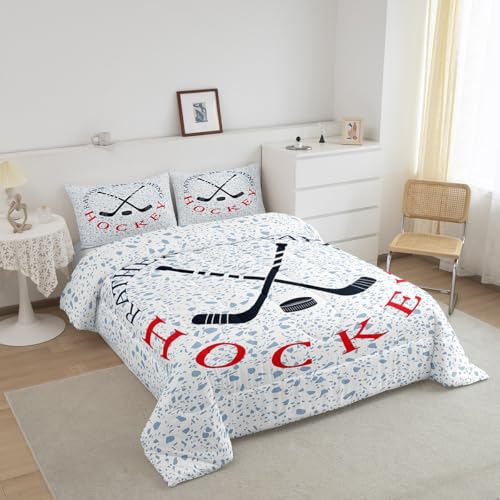 Image of Feelyou Ice Hockey Comforter Set 2Pcs for Kids Boys Girls Teens