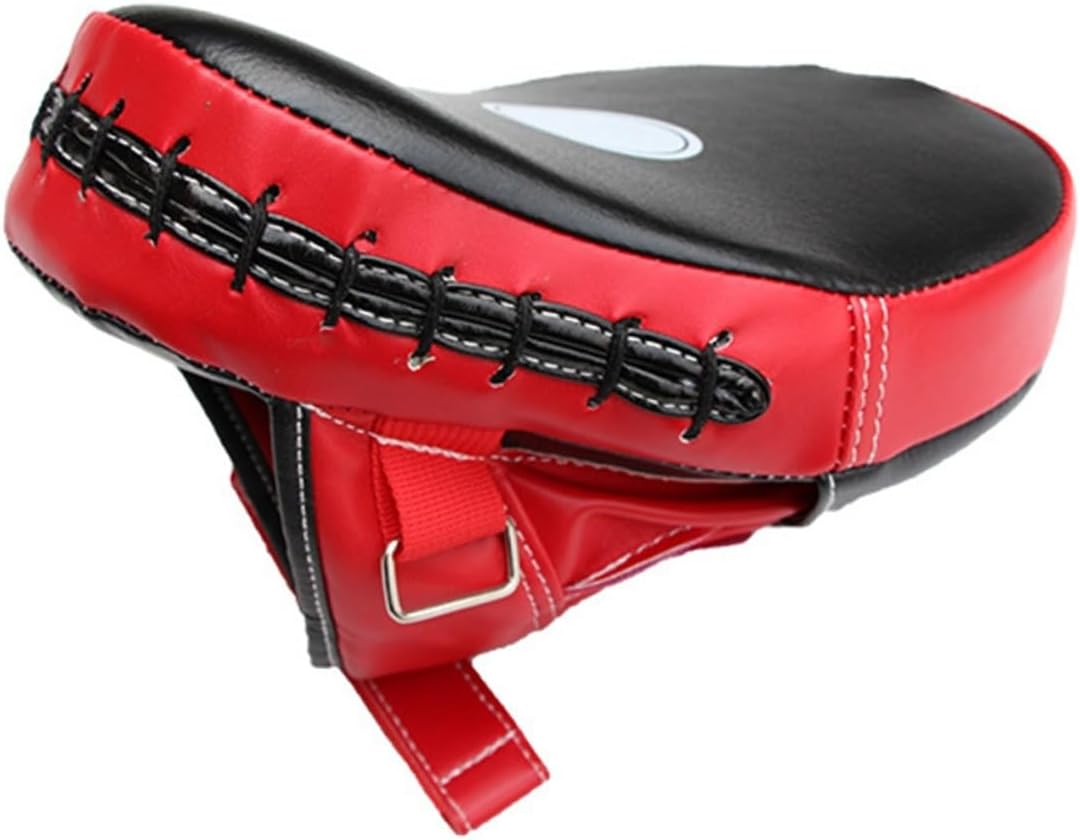 Adjustable Strap PU Leather Punching Pad Pair Curved Focus Mitts for Taekwondo Kickboxing Boxing Training with High-Density Impact Protection and Breathable Mesh Panels
