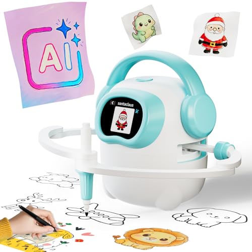 AI Drawing Robot for Kids, 10000+ Free AI-generated Images,Regularly updated image library,Educational Learning Toys for Boys & Girls Ages 3-8 ,AI Enlightenment Painting Toy for Birthday Gift (Cyan)