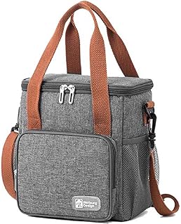 Lunch Bog for Men, Insulated Lunch Bag Cooler Bag for Women 9L Leakproof Thermal Picnic Bag with Bottle Holder, Adjustable Shoulder Strap, Insulated Bento Bag for Office/School/Picnic