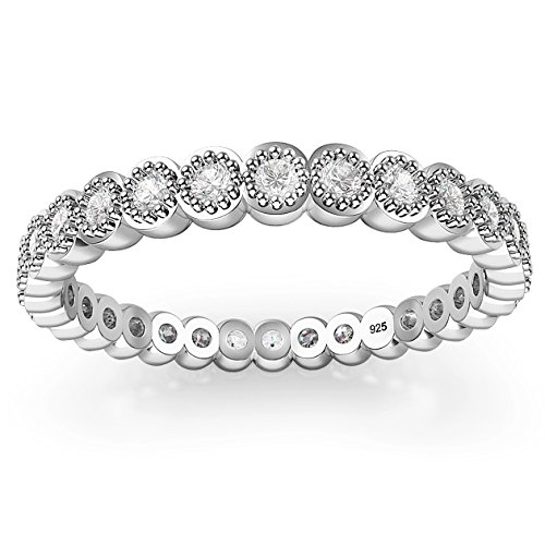 Metal Factory Sterling Silver CZ Stackable Anniversary Eternity Cubic Zirconia Band Ring2