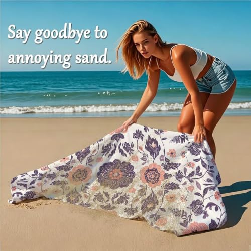 Serviette de plage microfibre 200x90 cm drap de bain fleur imprimé