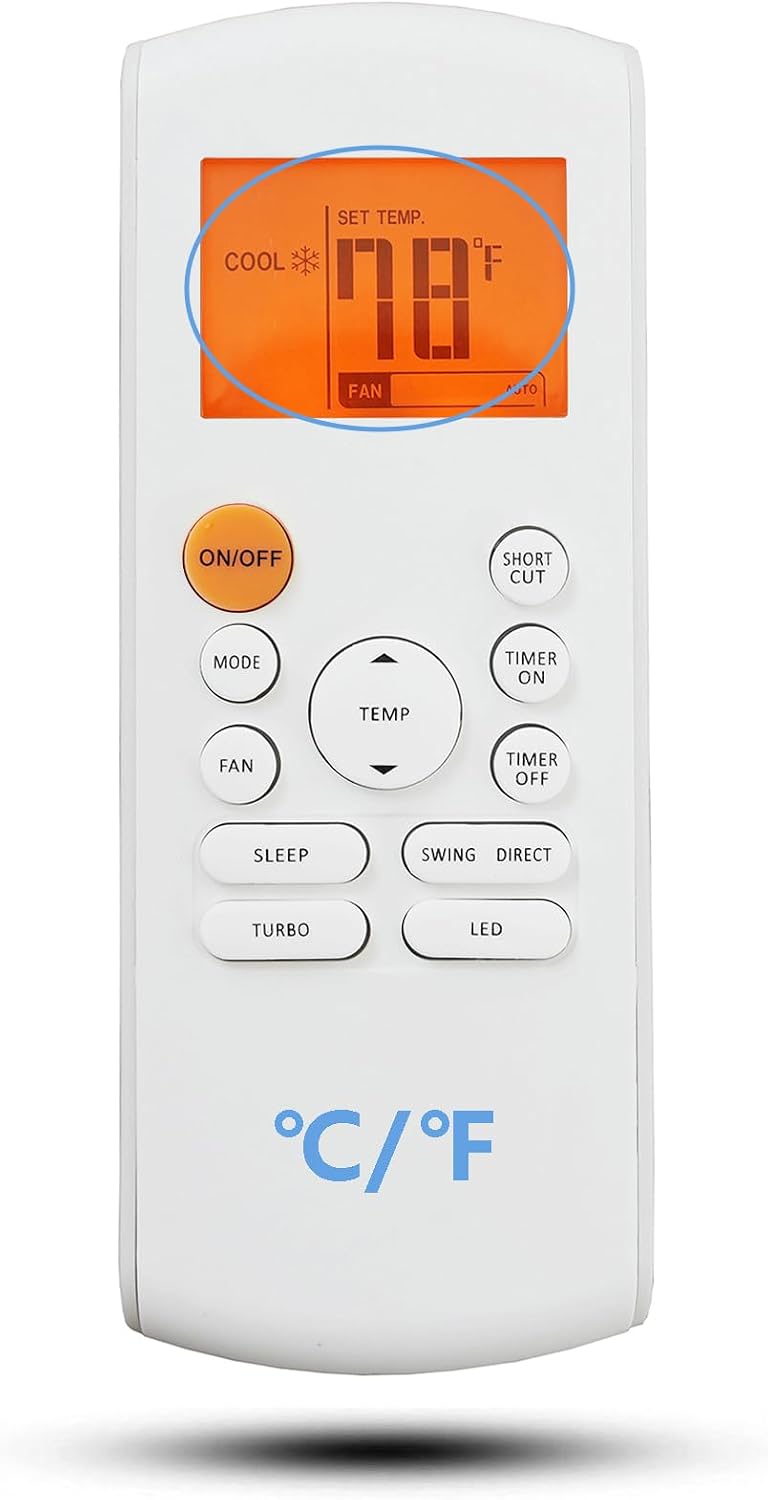 Replacement Remote Control Compatible for Bryant Heat Pump HVAC Unit AC Air Conditioner Remote Control Model RG57F3(B)/BGEFU1 (Fahrenheit Display and Backlit)