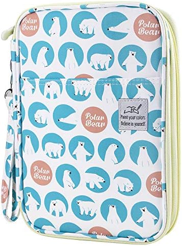 Colored Pencil Case for Student & Artist (192 slots), Large Capacity Pencil Holder with Zipper for Prismacolor Watercolor Coloring Pencils, Professional Organizer Bag by YOUSHARES (Polar Bear)