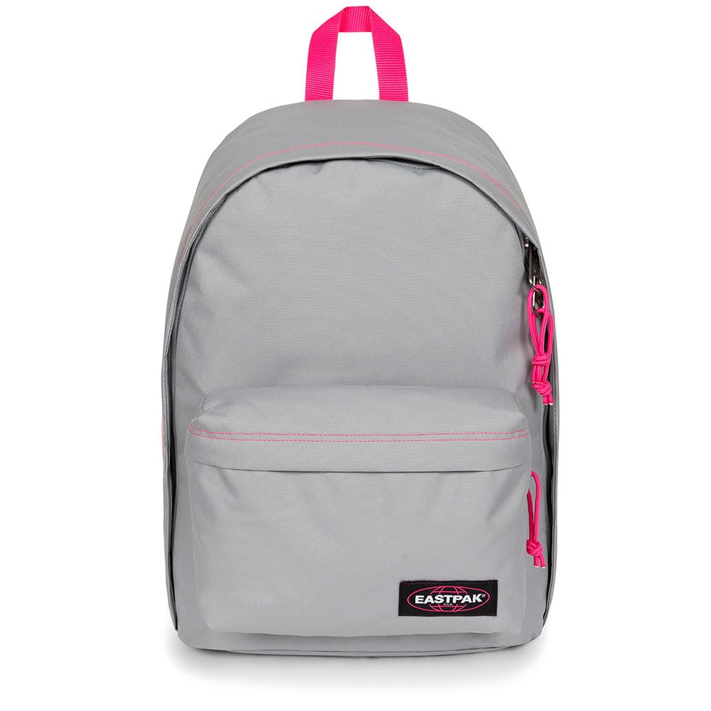 Eastpak Out of Office Rucksack 27L (44 x 29,5 x 22 cm), Laptopfach 13–15 Zoll, wasserabweisender Schul- & Arbeitsrucksack, robuster Tagesrucksack mit gepolsterten Trägern - KONTRAST GREY PINK