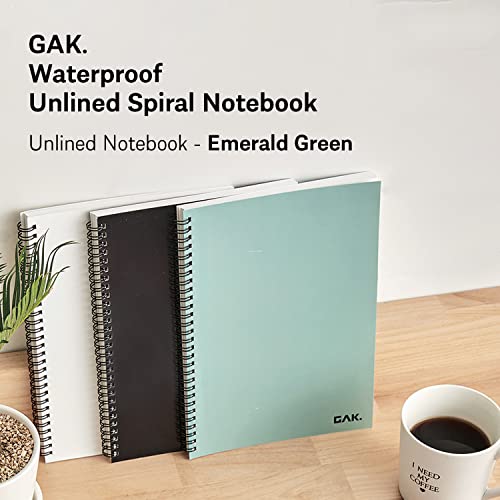 Gak. Stone Paper Notebook | No Lines Spiral Notebook Waterproof Sheet Aesthetic Journal For Note Taking | Notebooks For Work & Aesthetic School Supplies | Large Size, Green (7.2”X10.1”, 50 Sheets) #TOP1