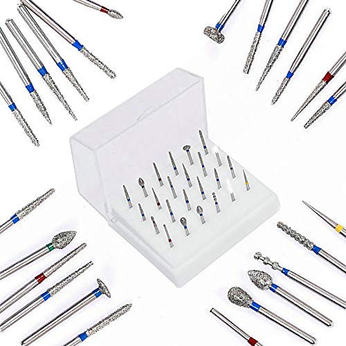 Diamond Bur Set 24pcs Rotary Burs Kit for Drilling Carving Engraving
