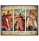 Inspiration Western Wall Decor for Women - Horse Wall Art & Decor - Rustic Farmhouse Decoration - Hippie Boho-chic Country Print - Barn Picture - Boho Living room Art for Women Woman Girl Cowgirl