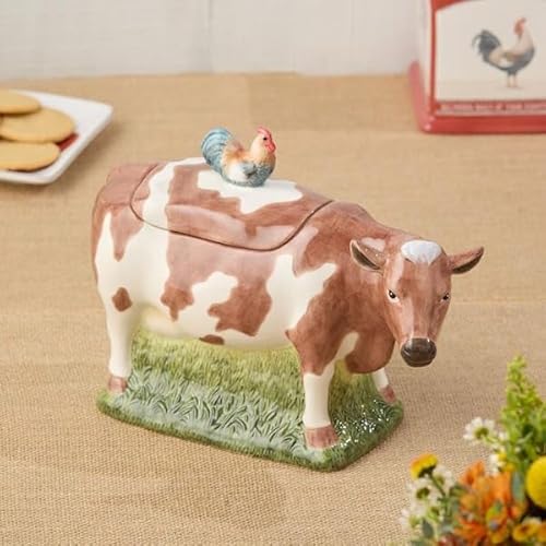 For 2 Piece Vintage Farm 3-D Cow Cookie Jar