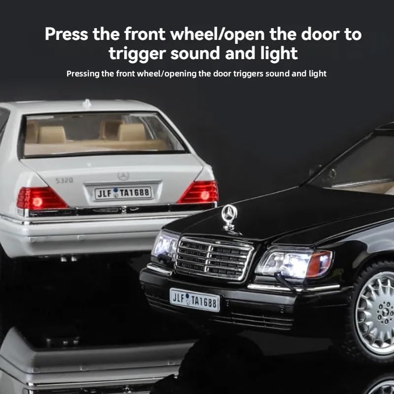 Image of 1:24 Marcedees Benz W-140 Vintage Diecast Metal Pull Back Car with 6 Openable Doors with Sound and Light Toy Decoration car Best Gift Toys for Kids 【Colors as Per Stock】