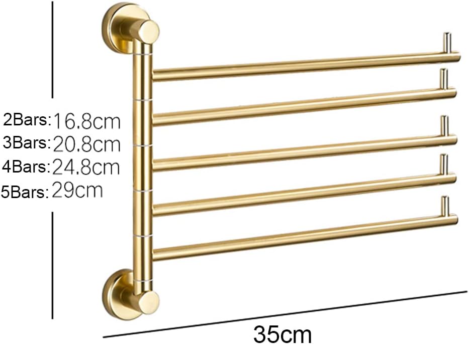 Aluminum Alloy Towel Rack ，Foldable Bathroom Towel Holder ，Modern Gold Swing Out Towel Racks Bars for Bathroom Holder Wall Mounted Swivel Towel Rail,Metal Folding Arm Swivel Towel Bar Holder Storage O