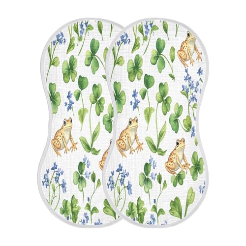 Playful Frogs Plant Burp Cloths Cotton Baby Washcloths,Large 22x11in Burping Cloth Absorbent and Soft for Newborn Baby Boys and Girls,4 Pack2