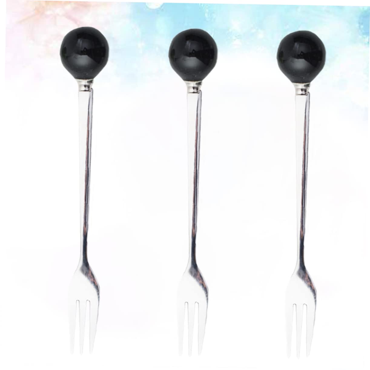 PRETYZOOM 18piezas Tenedores Mini De Acero Inoxidable Mango De Cerámica Para Postres Café y Aperitivos Tenedores Elegantes Para Fiesta y Reuniones