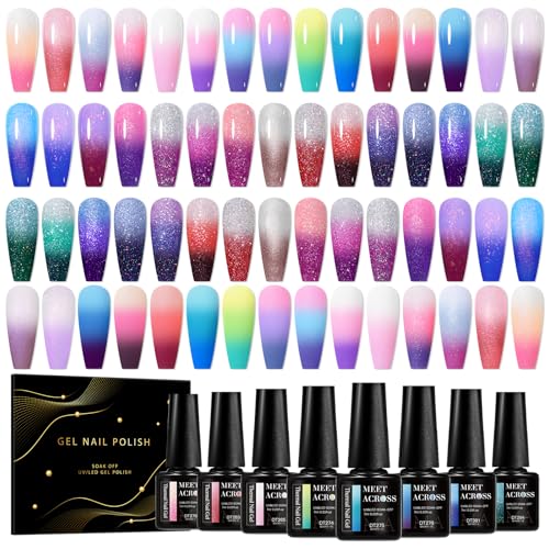 MEET ACROSS 30Pcs Color Changing Gel Nail Polish Set Temperature