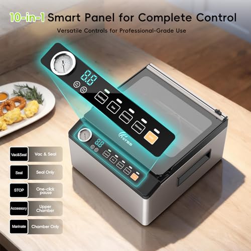 Image of Chamber Vacuum Sealer, 230W Powerful Vacuum Packing Machine with 6.8QT /6.4L Large Chamber and 12-inch Seal Bar for Meats, Soups, Sauces and Liquids, Ideal for Home and Commercial Use