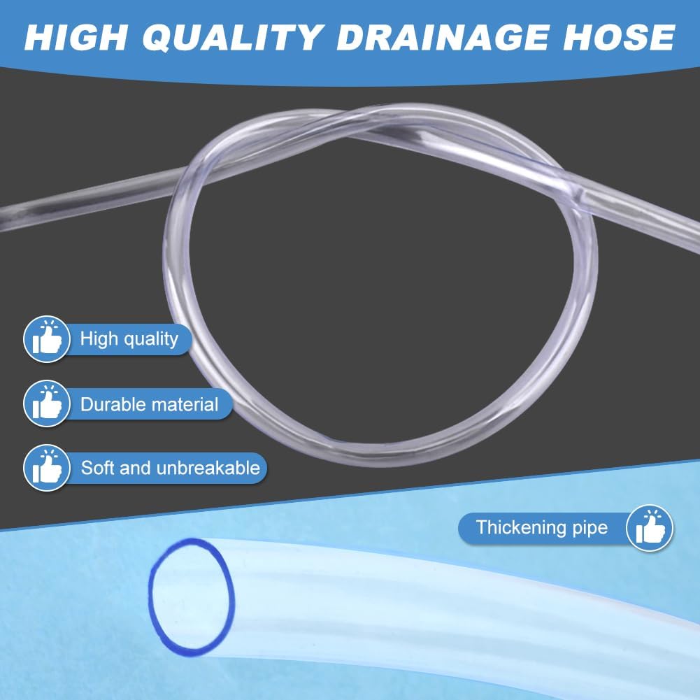 Air Conditioner Drain Hose,3/10 Ft Portable AC Drain Hose Universal Air Conditioner Drains Kit Replacement with Hose Connector and Clamp,Window AC Unit Parts(3FT,Color:Clear+Yellow+Grey)