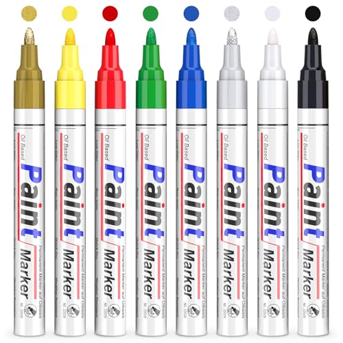 YYSHUS Lackstifte Permanent Marker Wasserfeste Stifte: 8 Farben Lack Stifte und Lackstifte zum Zeichnen auf Stein Metall Kunststoff Tassen Holz Keramik und Reifen Lackmarker