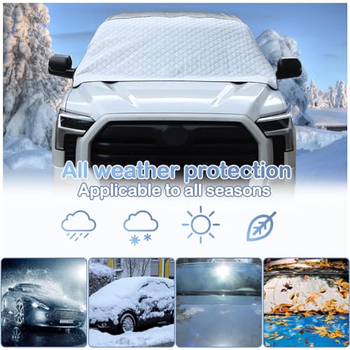 Image of Car Windshield Snow Cover for Toyota Tundra 2022-2024 2025, for 4 Layers Protection, Frost Ice Removal Sun Shade for Winter Protection, Extra Large and Thick Windshield Ice Cover Fits for Trucks