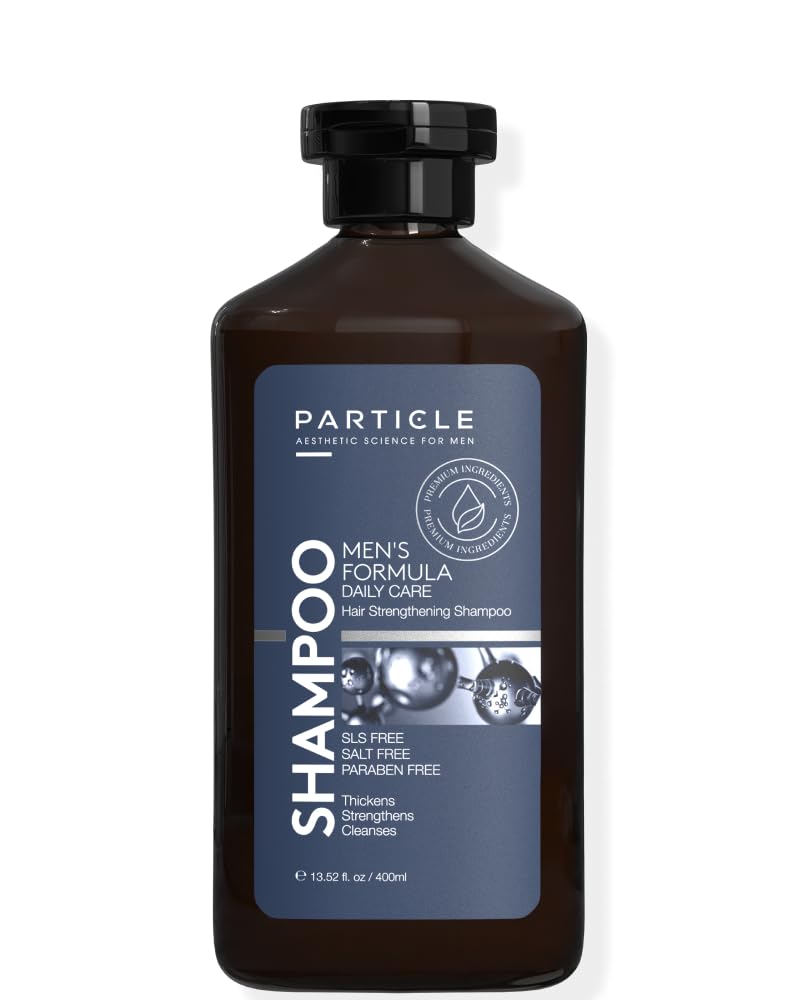 Particle Hair Thickening Shampoo for Men, Men’s Shampoo, Cleansing Formula Made with Biotin, Capixyl, Redensyl, Ginseng and Green Tea Extract for Hair Strength Support, Paraben Free, 400 mL