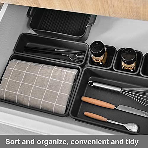 Lade-organizers, 8 stuks plastic ladeverdelers, lade-organizers, verdelers met 3 maten voor bureau opbergbakken voor… - Image 4