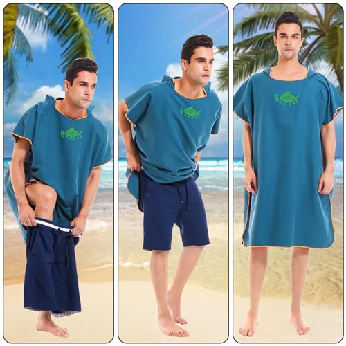 QKTYB Surf Poncho Herren Damen, Umziehhilfe Strand Erwachsene Mikrofaser Ultraleicht und Schnelltrocknend Badeponcho Handtuch Poncho Umziehponcho für Schwimmen Strand