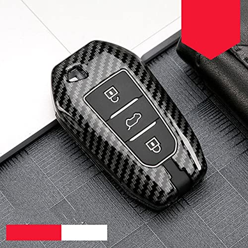 Key Case for Car - Hot Zinc Alloy Car Key Case Cover Leather For Peugeots 301 308 308S 408 2008 3008 4008 508 For Citroens C4 Accessories Key Ring (E-carbon black)