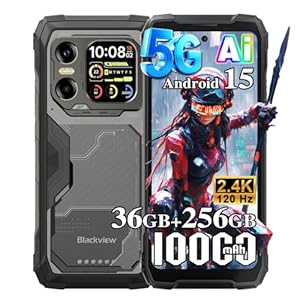 Blackview Xplore X1 5G Outdoor Handy ohne Vertrag Android 15, 36GB+256GB/2TB 10000mAh Baustellenhandy, 6,78"FHD+ Doppelbildschirm, 108MP+50MP, Outdoor Smartphone Wasserdicht/NFC/OTG/Gemini AI,Schwarz