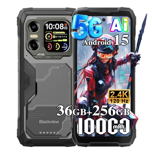 Blackview Xplore X1 5G Rugged Smartphone Android 15,36GB+256GB/2TB Telefono Robusto 10000mAh,108MP+50MP, 6.78 FHD+Doppio Display,Cellulari Resistente IP68,5G/4G/NFC/OTG/GPS/Gemini Al, Nero