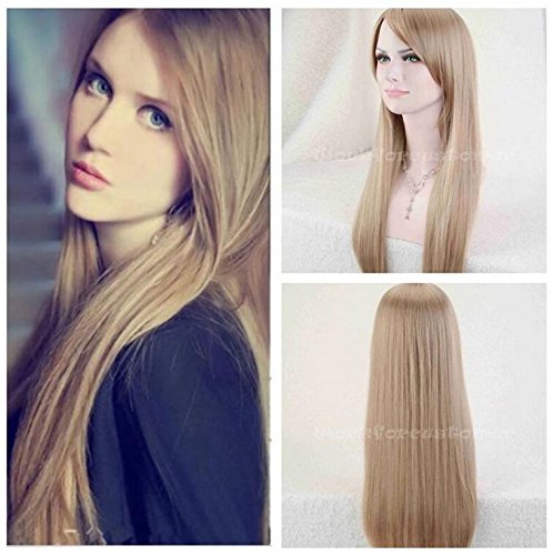 Wigsforyouwomen Blonde Hight Quality Fashion Halloween Long Straight Synthetic Party Wigs +Cap