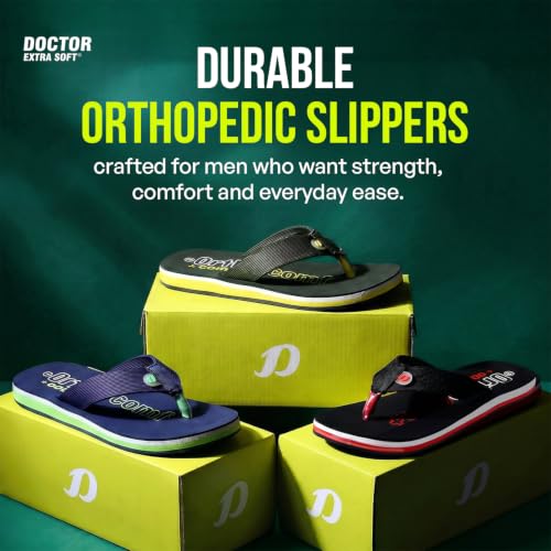 Image of DOCTOR EXTRA SOFT Men's Orthopedic Tpr Slippers With Cushion Footbed For Adult|Stylish & Anti-Skid|Comfortable & Light Weight|Casual Durable Waterproof Everyday Dr. Home Flip Flops Gents & Boys D-36