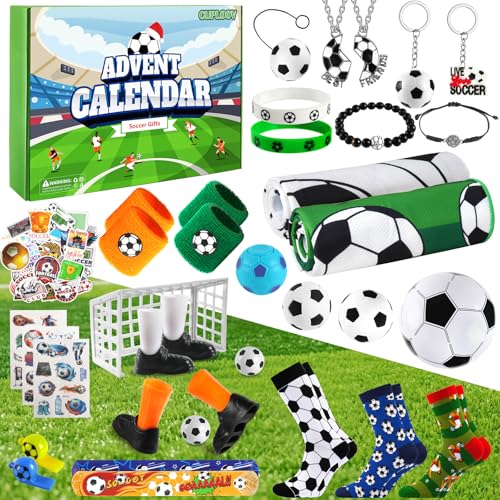 24 Days Soccer Advent Calendar 2026 Sports Advent Calendar for Teens World Soccer Gifts Party Favors Surprise Christmas Countdown Gifts for Little Player Fans