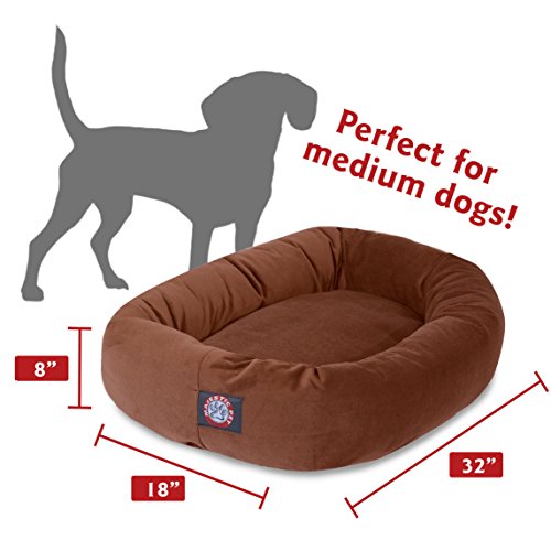 Image of Majestic Pet Villa 32 Inch Shredded Memory Foam Dog Bed for Medium Sized Dog 32x23x7 Inch-Orthopedic Pet Bed - Washable Medium Puppy Mat with Head Support-Aubergine
