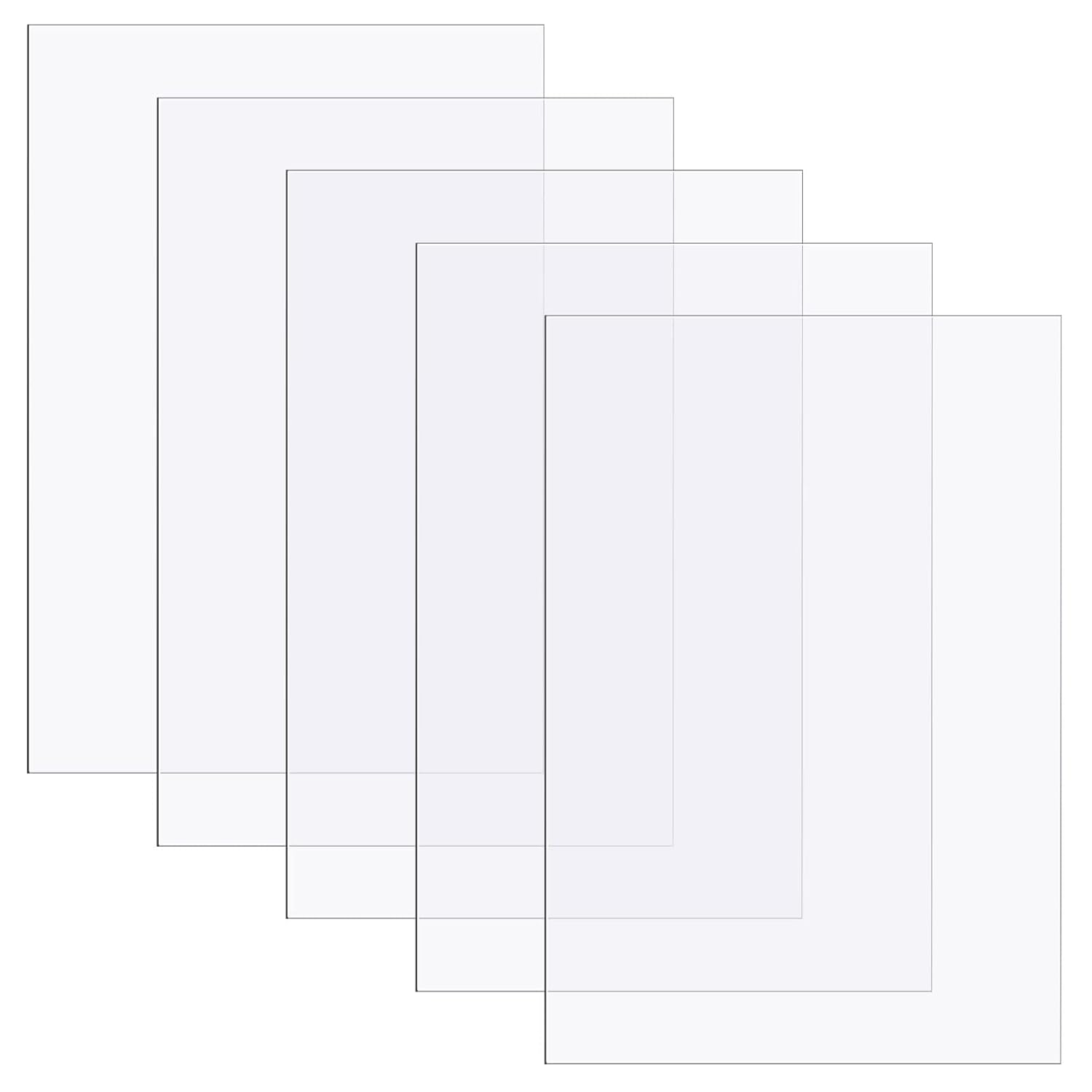 Zonon Clear Polycarbonate Sheets Plastic Sheet Shatter Resistant Plastic Panel for DIY Crafts Document Picture Frames, Easy to Cut Bend Mold(5 Pcs,12 x 18 x 0.02 Inch)