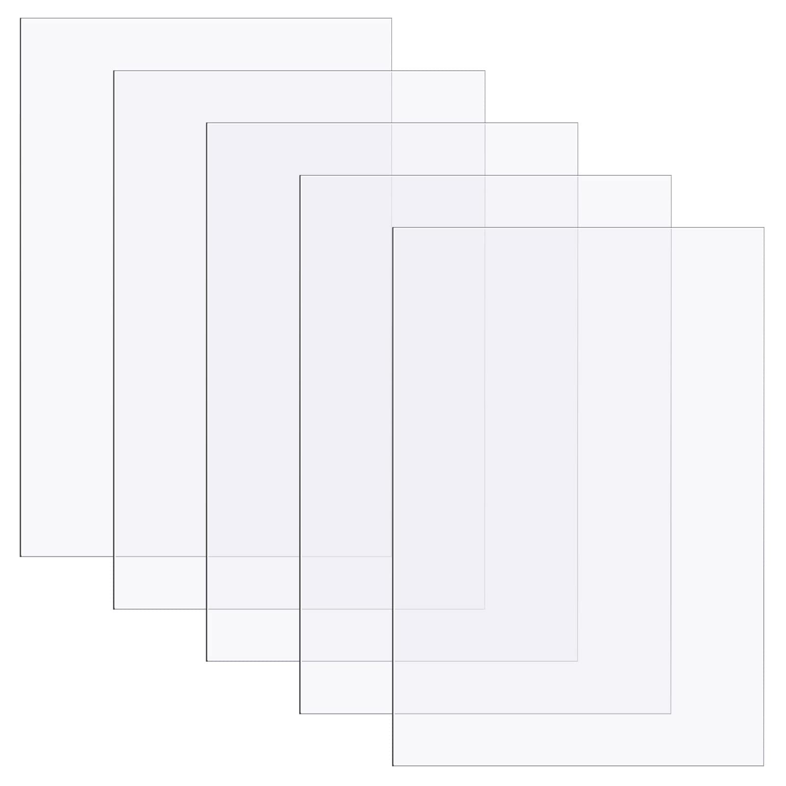 Lot de 5 feuilles de polycarbonate transparentes en plastique rigide fin et transparent - Pour travaux manuels, documents, cadres photo (30,5 x 45,7 x 0,02 cm)