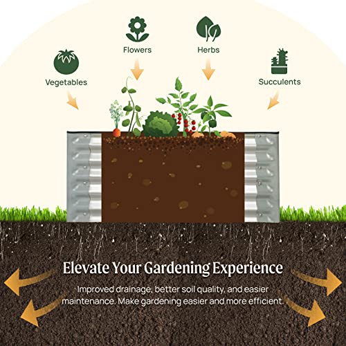 GARDEN1 17“ Tall Galvanized Raised Garden Bed, 3ftx3ft Metal Raised Garden Bed Kit Rectangular Raised Planter Garden Deep Root Box Planter for Vegetables, Flowers, Herbs, and Succulents - Image 3