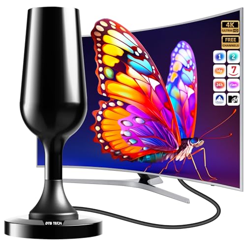 Antena TV Interior TDT Digital portátil HD Potente, Antena portatil TV Digital Inteligente HD Interior,Soporte 4K 108P Canales Locales, Antena TDT Interior fácil de Instalar, Antena TV Cable 8.2ft
