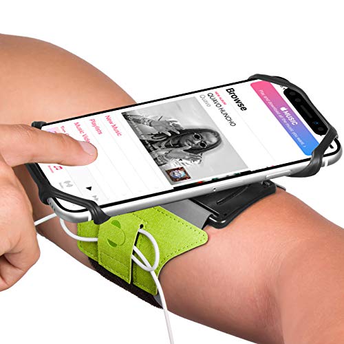 VUP Running Armband for iPhone 11 Pro Max X XR XS 8 7 6 6s Plus,Galaxy S10 S9 S8 Plus, Note 9/8/5/4,Google Pixel 3/2 XL,360°Rotatable with Key Holder Phone Armband for Hiking Biking Walking(Green)