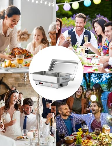 Image of 2 Pack Electric Chafing Dish Buffet Set, 2 x 4.5 QT Stainless Steel Food Warmers with Digital Temperature Display, Buffet Servers & Warming Trays for Parties, Weddings, Catering