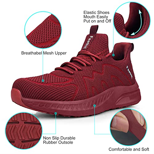 Image of Feethit Mens Non Slip Walking Sneakers Lightweight Breathable Slip on Running Shoes Athletic Gym Tennis Shoes for Men