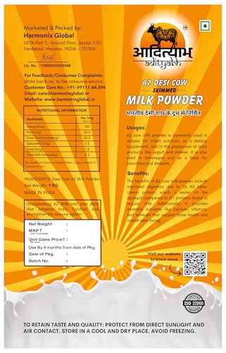 Image of Adityabh A2 Cow Skimmed Milk Powder 1 kg (Pack of 10) | Clean & Natural | No Added Sugar | No Preservatives | Nutrient-Rich Dairy Powder | Ideal for Tea, Coffee & Daily Kitchen Use