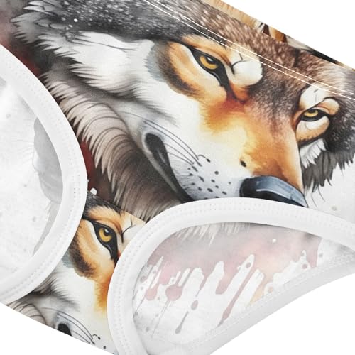 Cotton Toddler Underwear Floral Cool Wolf Animals White Little Girl Panties Colorful Briefs Girls Undies 2t4