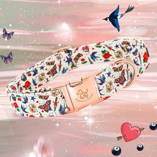 Collier pour chien motif rose édition Saint-Valentin sangle réglable souple