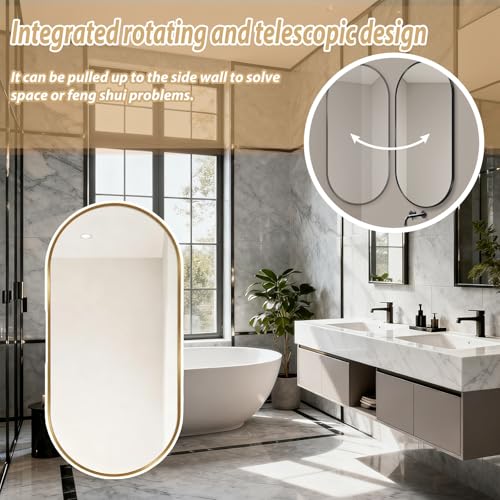 Miroir de salle de bain ovale à LED 60x90cm noir vertical ou horizontal
