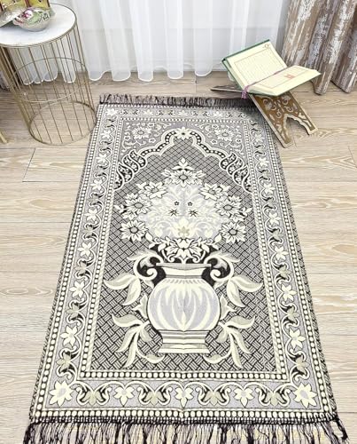Image of KETOSTICS Cotton Musallah Janamaz Mat 4 x 2 Feet - Islamic Prayer Mat for Muslims - Soft Meditation /Asan /Multipurpose Rug Travel Namaz Mat for Men & Women, 27 x 44 Inches.