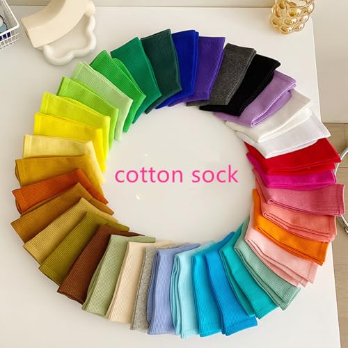 Image of Womens Colorful Basic Sock -Unique Knit Cotton Crew Socks 3 Pack