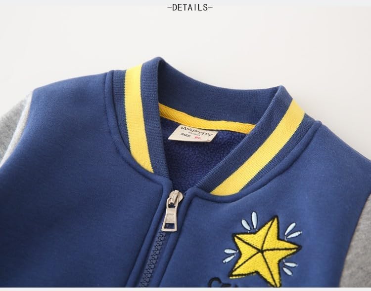 Toddler Kids Boys Girls Casual Warm Thicky Printed Zip Up Baseball Jacket Fall Block Color Pockets Sweatshirt Coat Top2